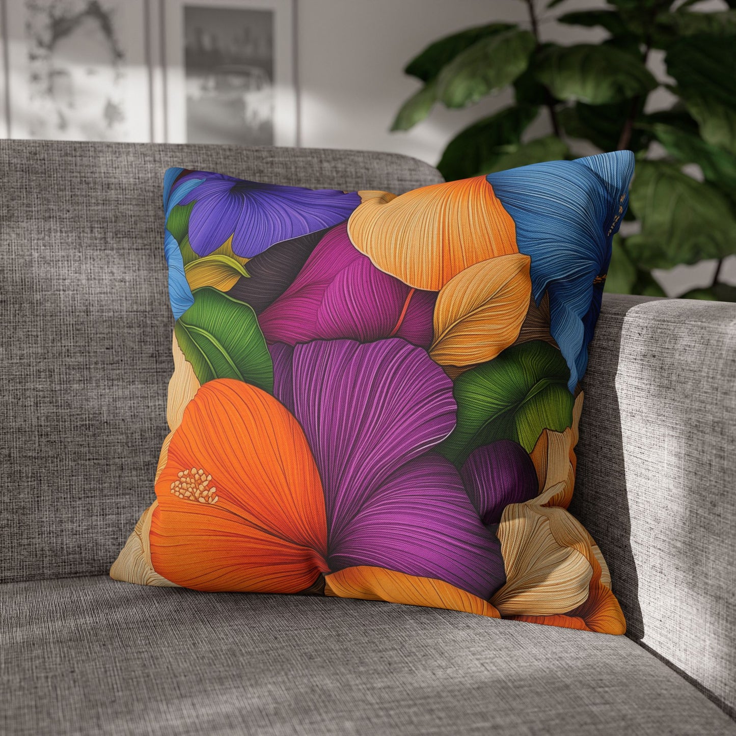 Petal Paradise- Square Polyester Pillowcase