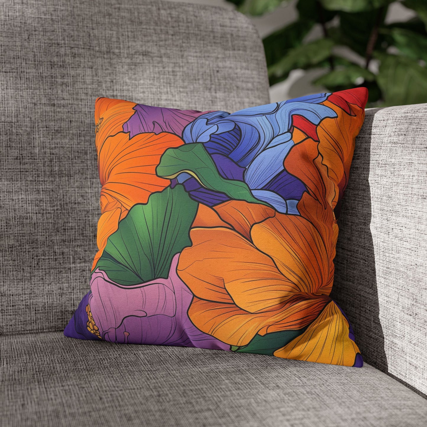 Tropical Kaleidoscope- Square Polyester Pillowcase