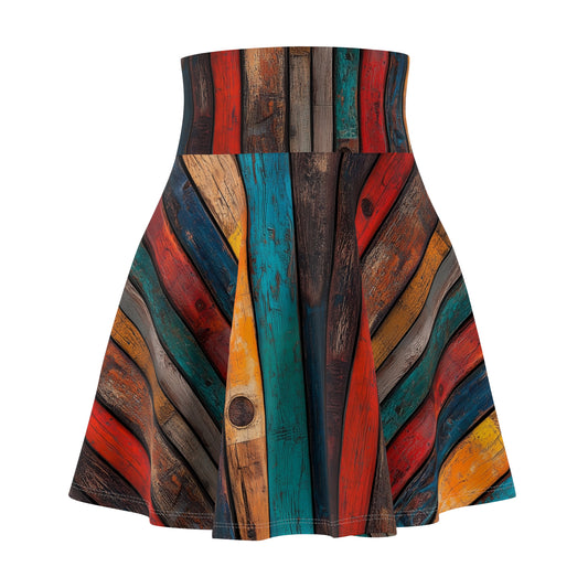 Vibrant Weathered Wood - Skater Skirt
