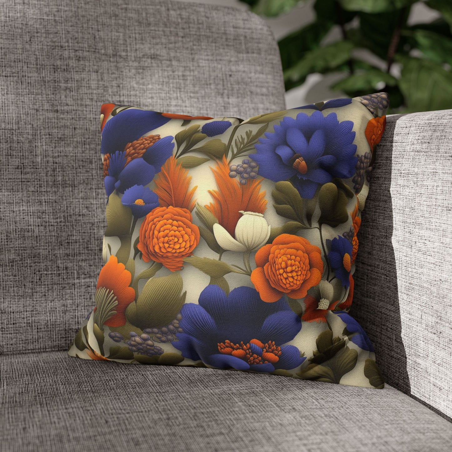 Vibrant Floral Fantasy- Square Polyester Pillowcase