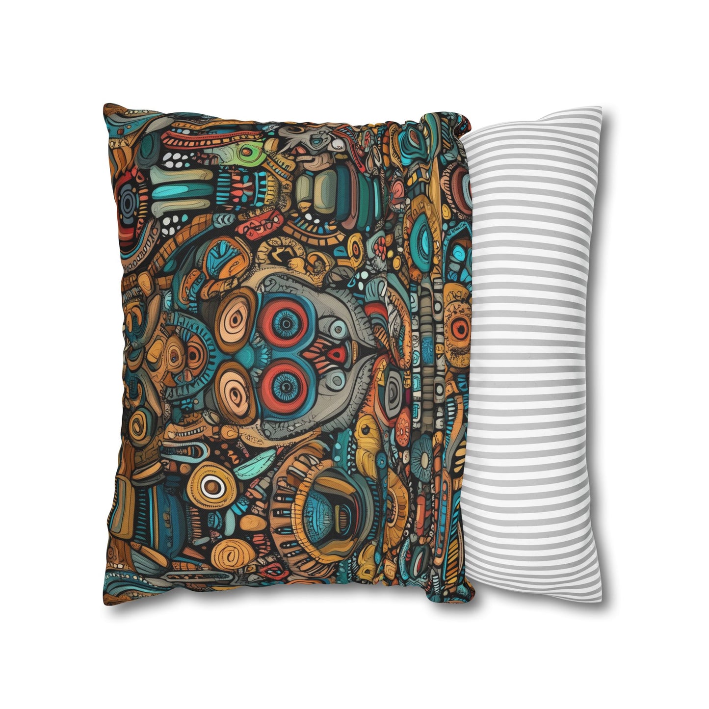 Tribal Kaleidoscope - Square Polyester Pillowcase