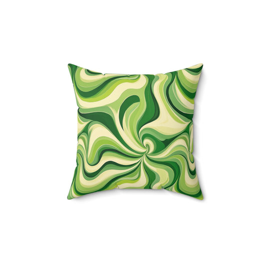 Green Swirlino Polyester Pillow  12