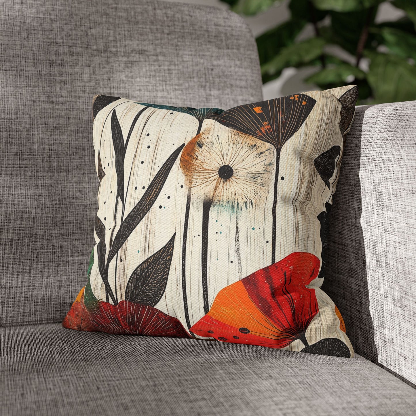 Vibrant Botanicals - Square Polyester Pillowcase