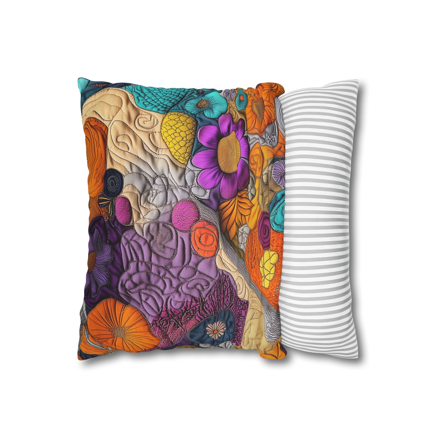 Floral Tapestry Delight- Square Polyester Pillowcase