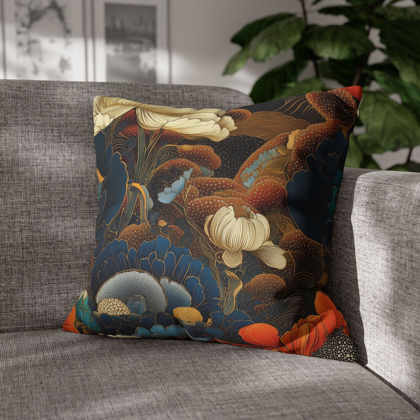 Midnight Garden - Square Polyester Pillowcase