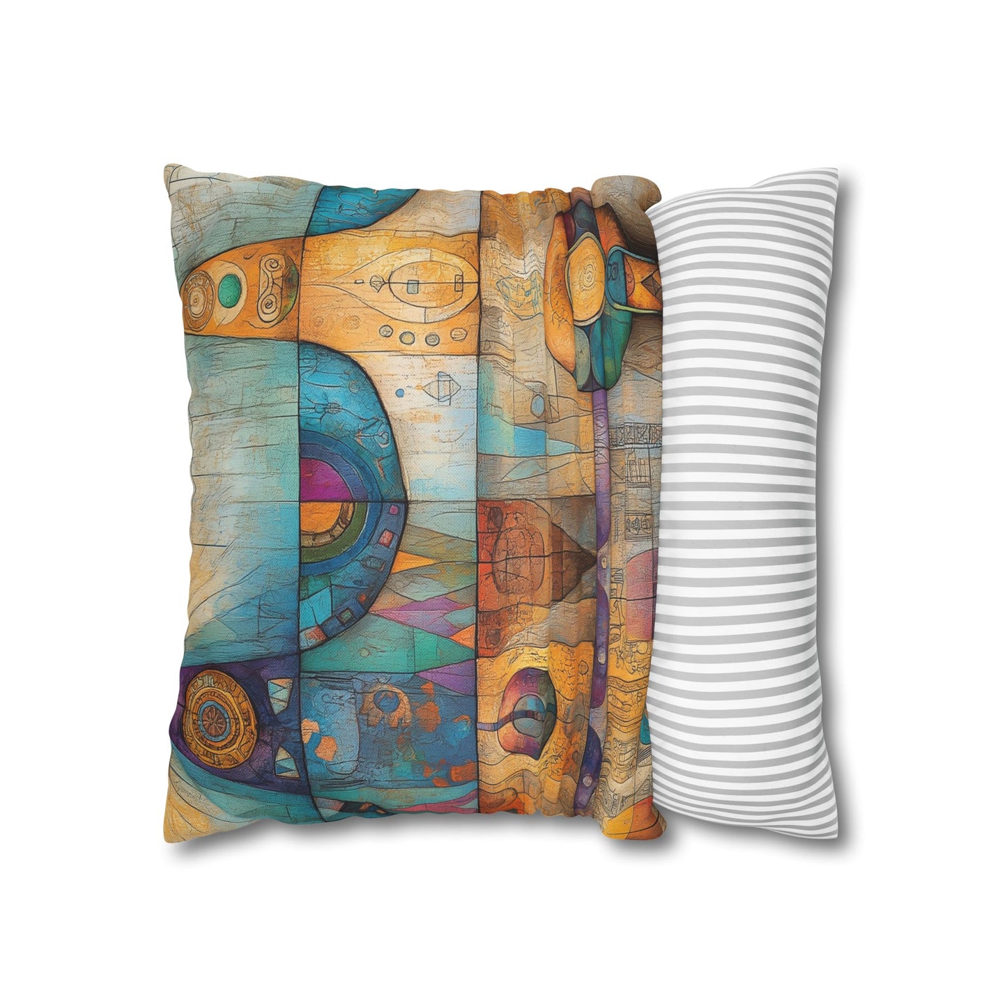 Cosmic Hieroglyphs- Square Polyester Pillowcase