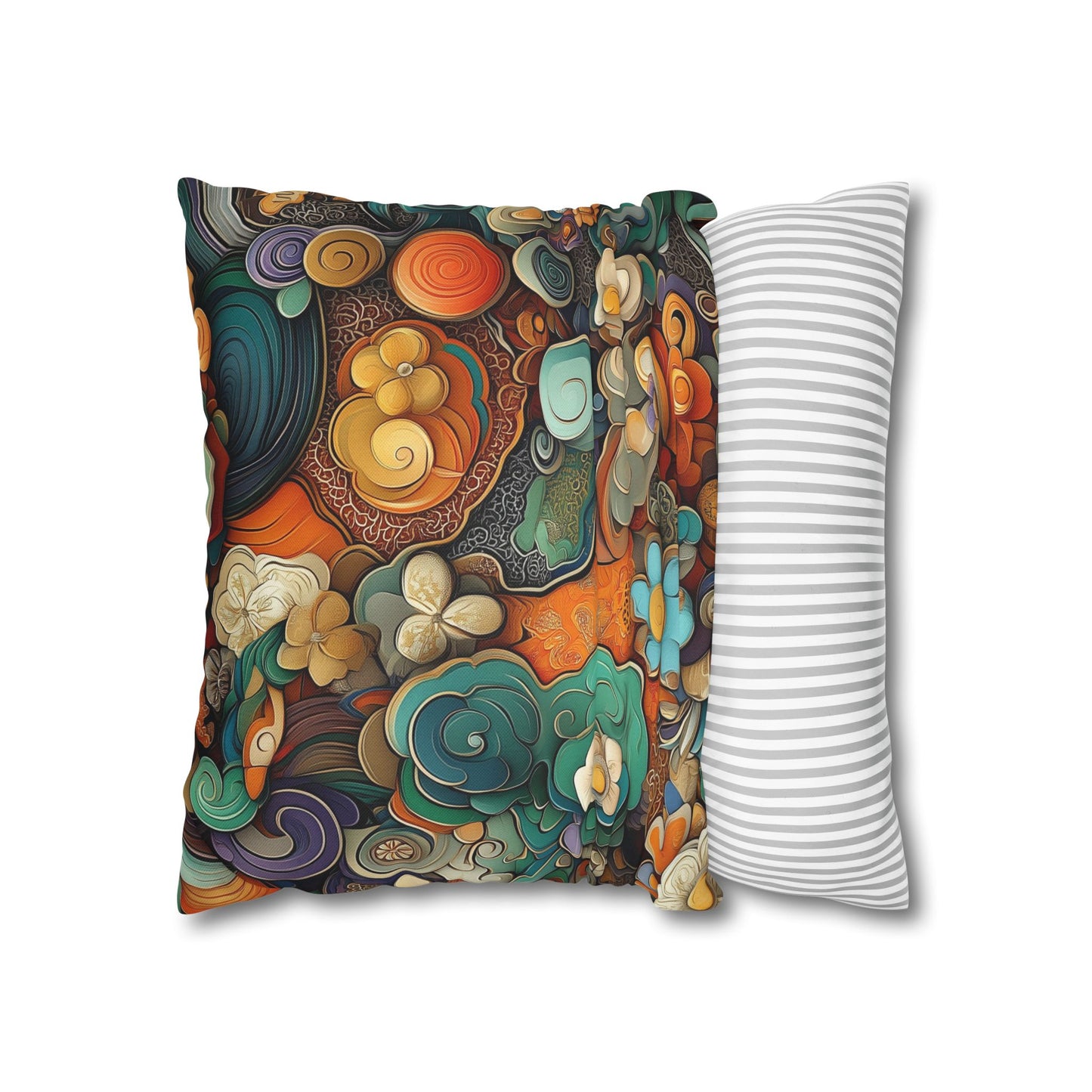 Psychedelic Swirls - Square Polyester Pillowcase