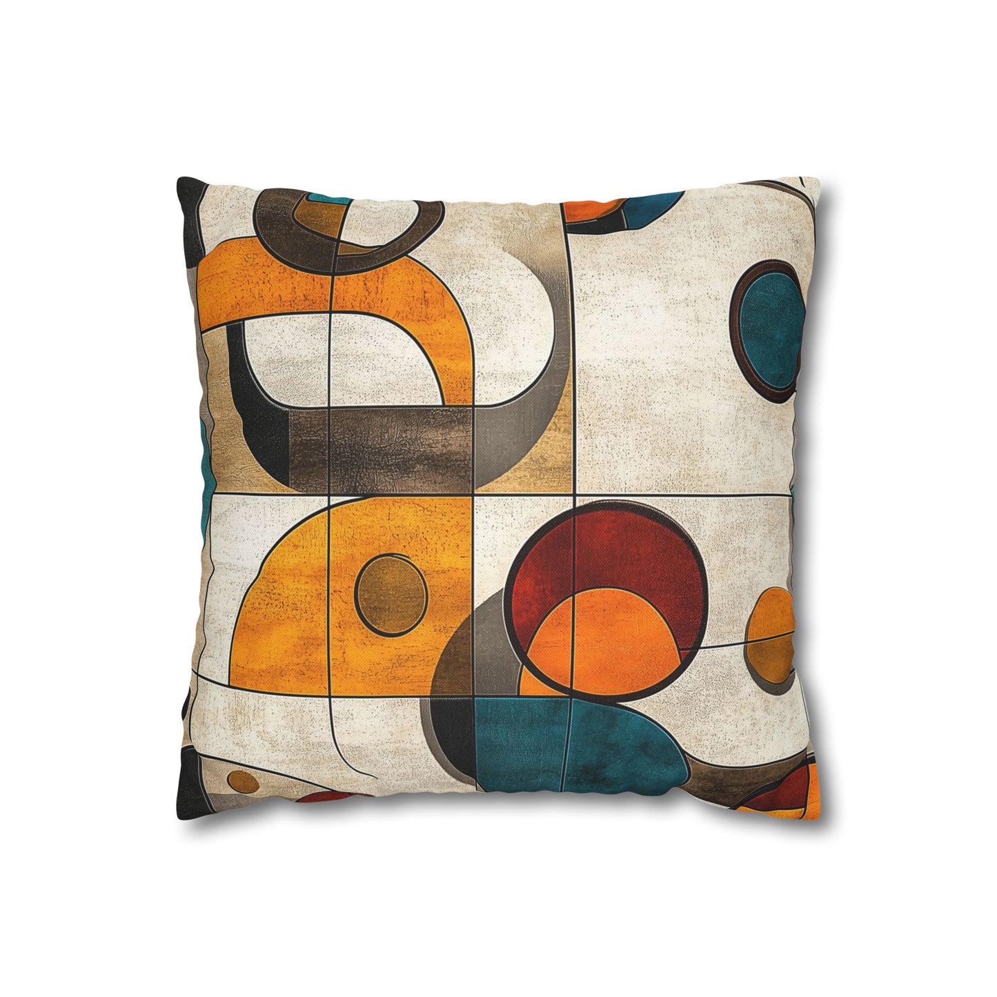 Retro Circles - Square Polyester Pillowcase