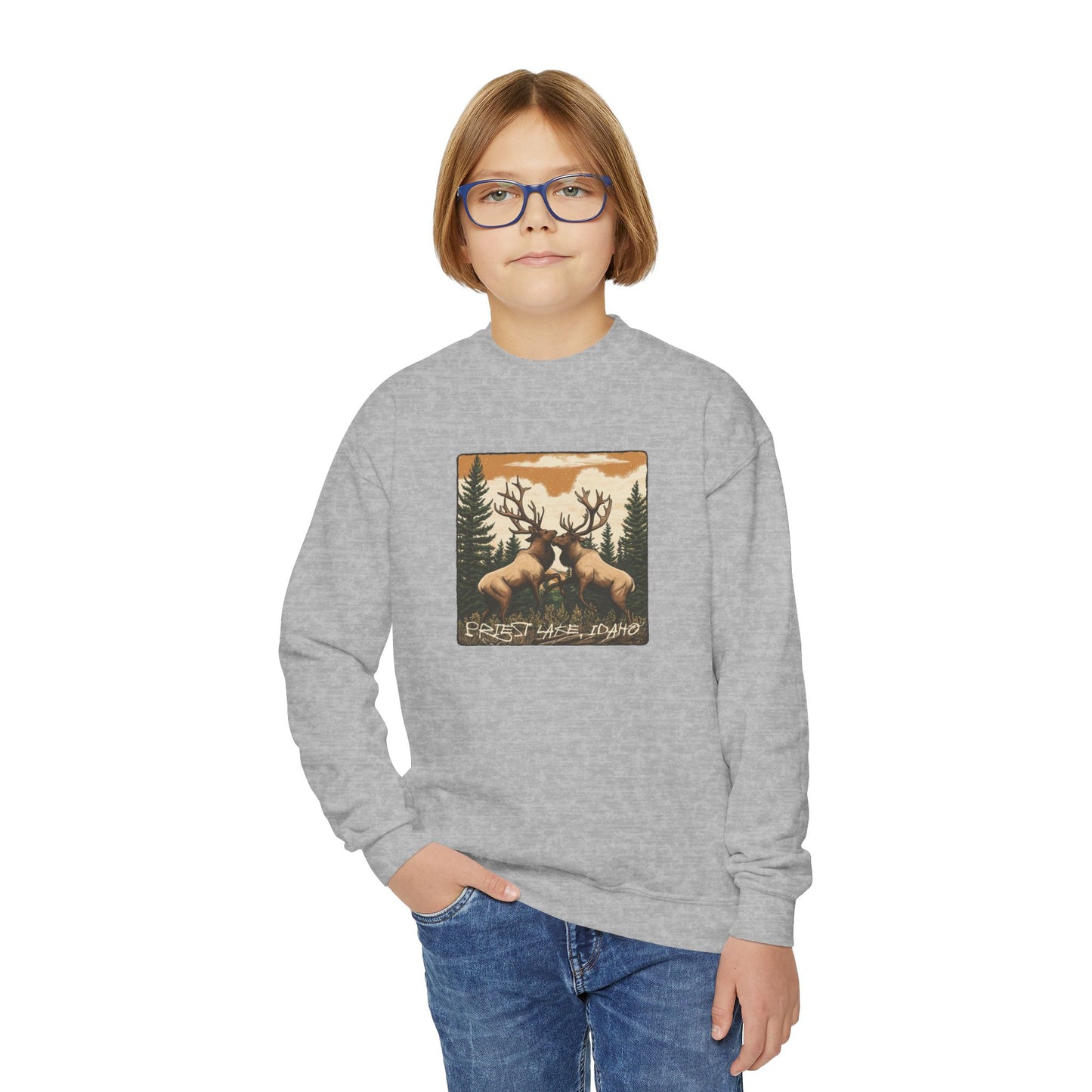 Priest Lake Elk Youth Crewneck Sweatshirt