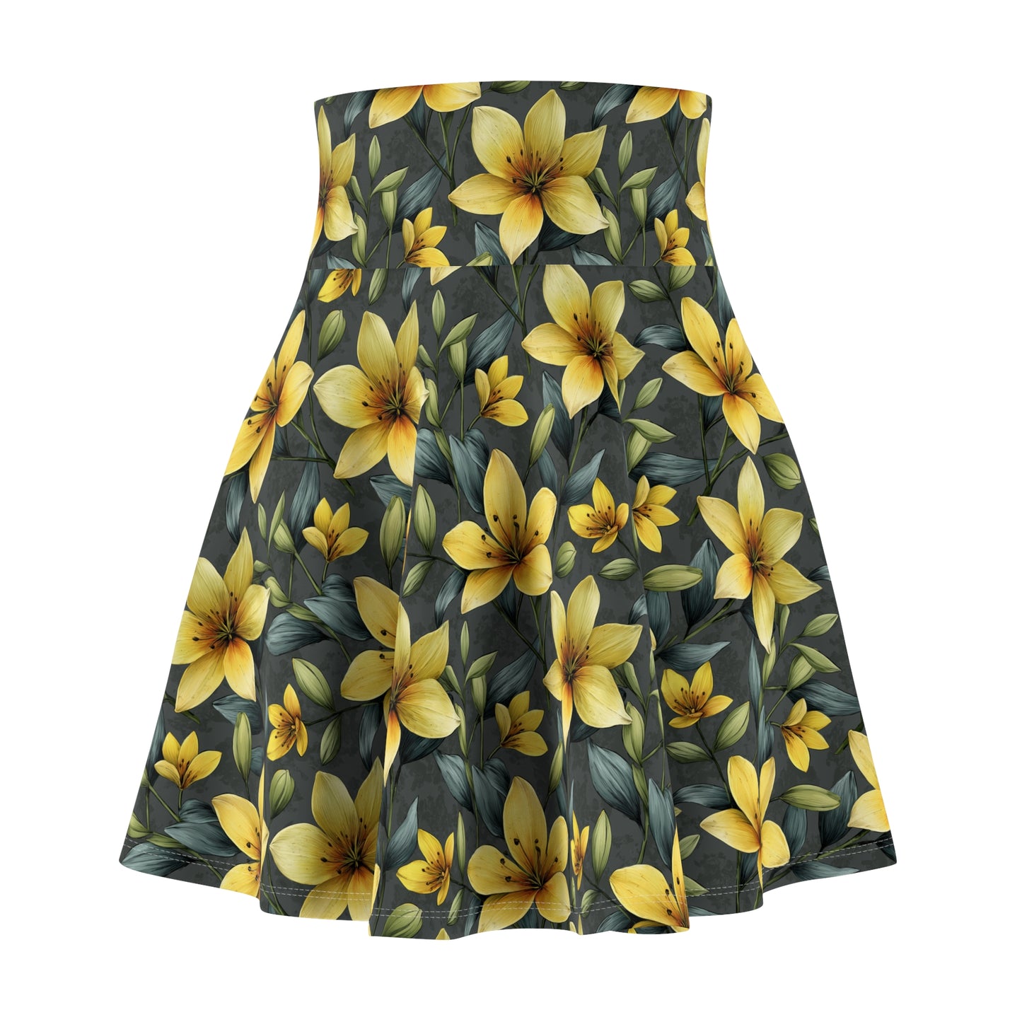 Golden Floral Skater Skirt