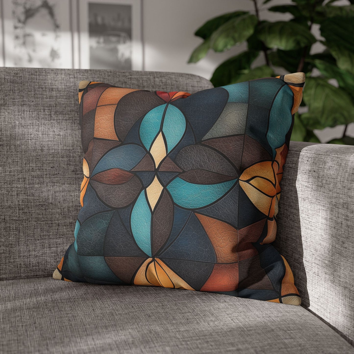 Stained Glass Symphony - Square Polyester Pillowcase