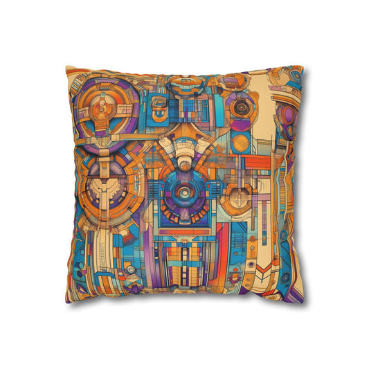 Techno Kaleidoscope- Square Polyester Pillowcase