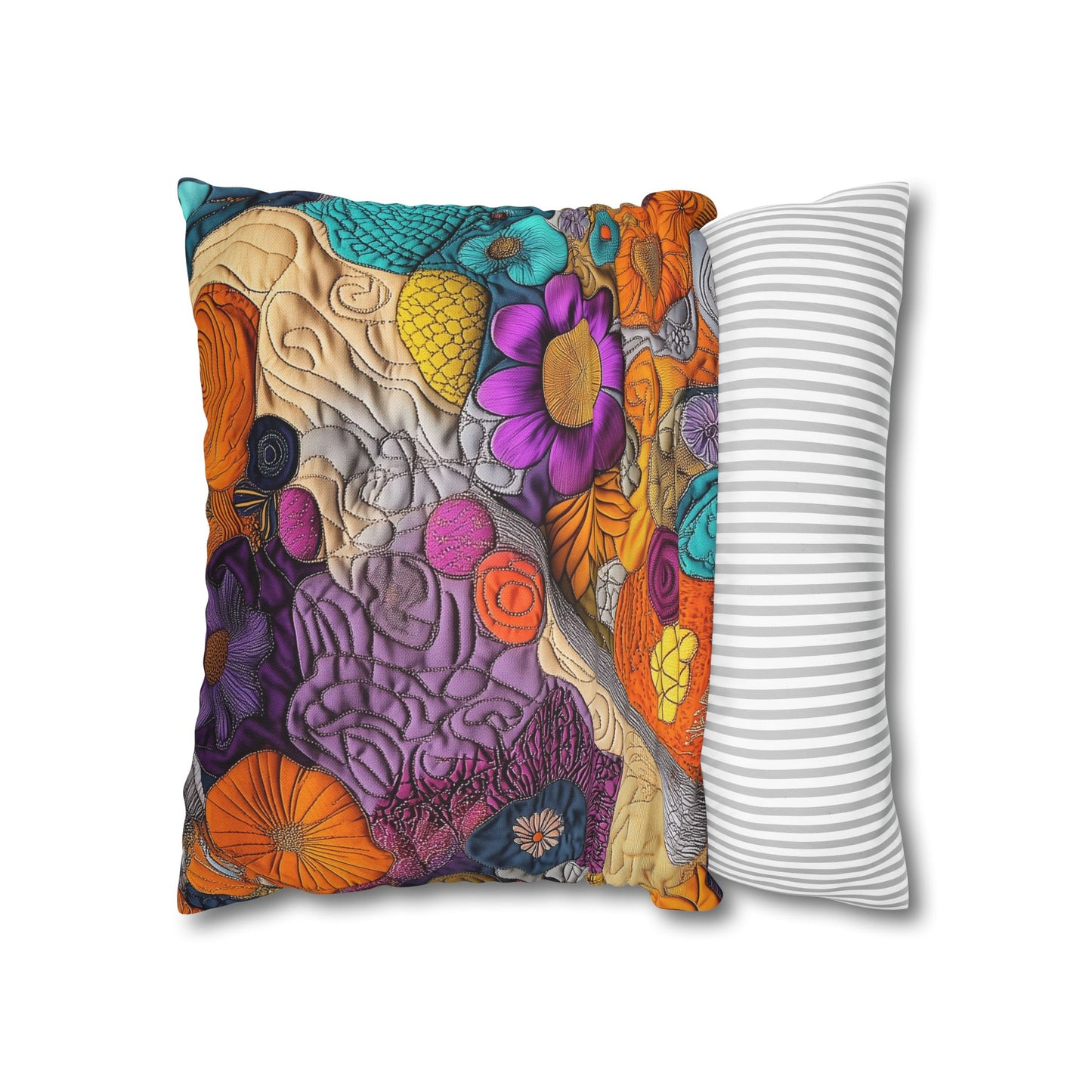 Floral Tapestry Delight- Square Polyester Pillowcase