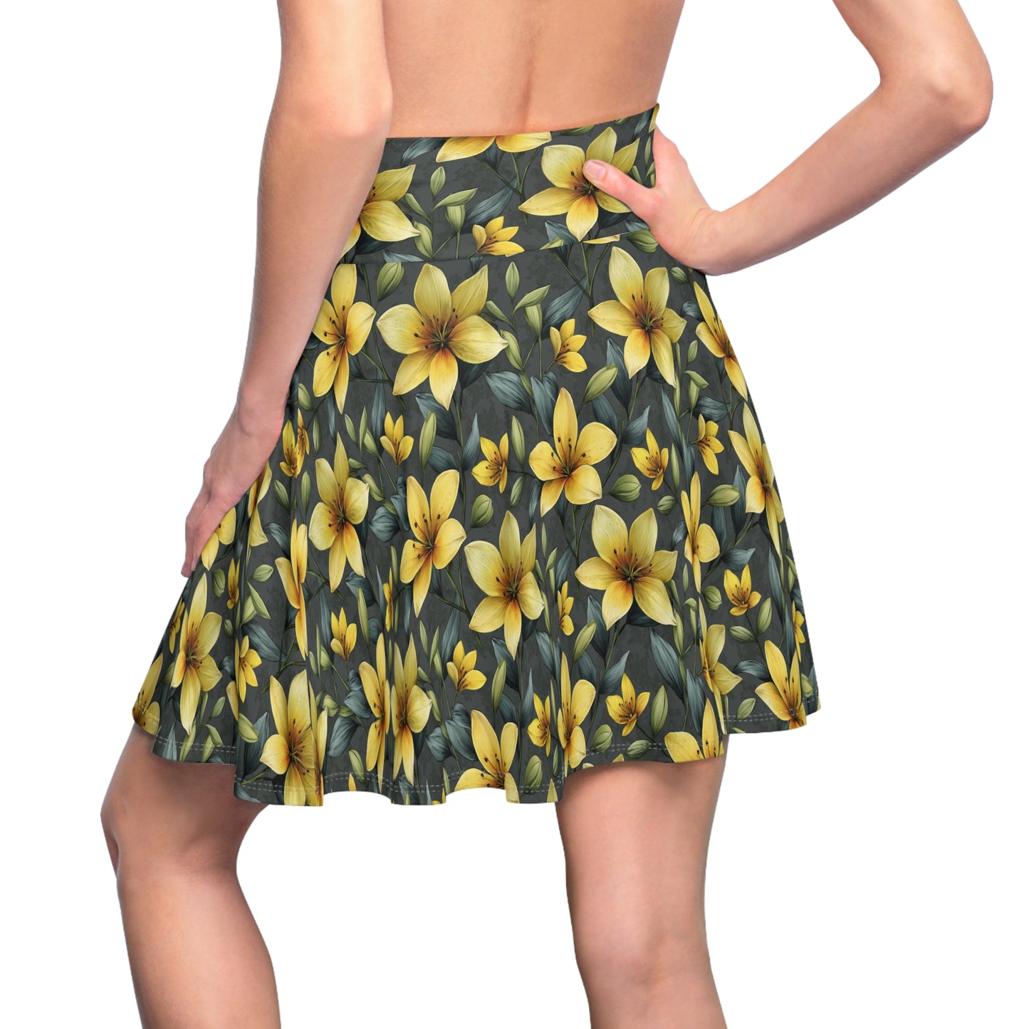 Golden Floral Skater Skirt
