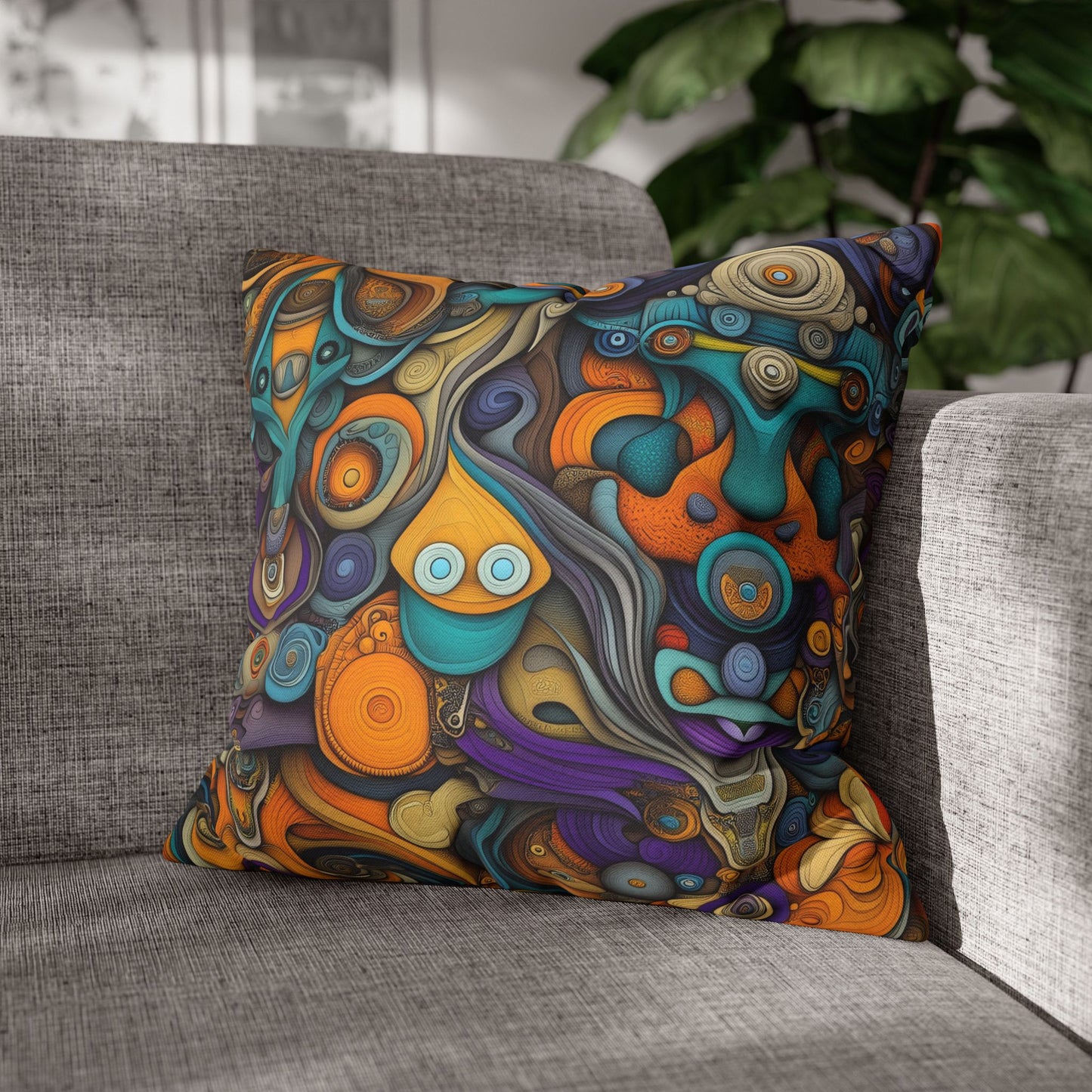 Swirling Visions- Square Polyester Pillowcase