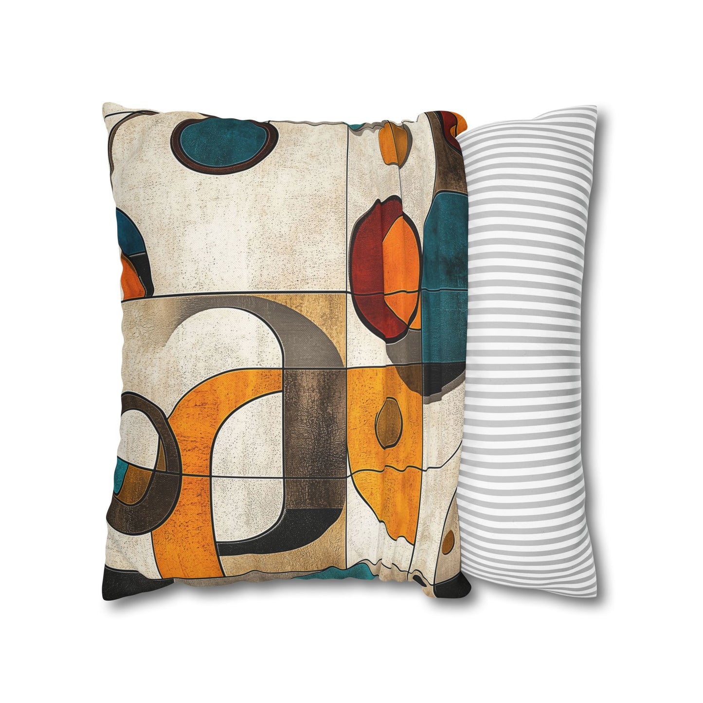 Retro Circles - Square Polyester Pillowcase