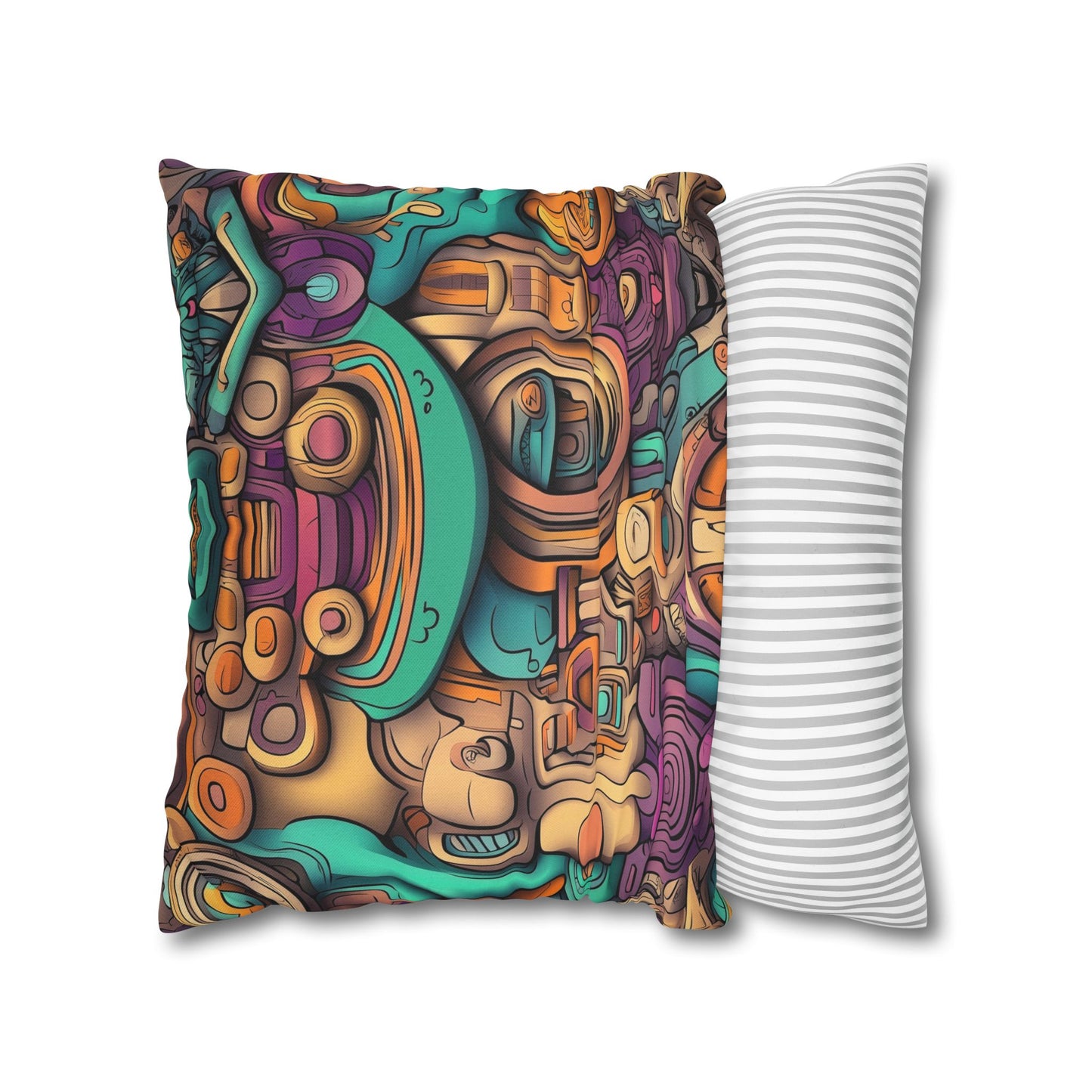 Psychedelic Dreamscape- Square Polyester Pillowcase