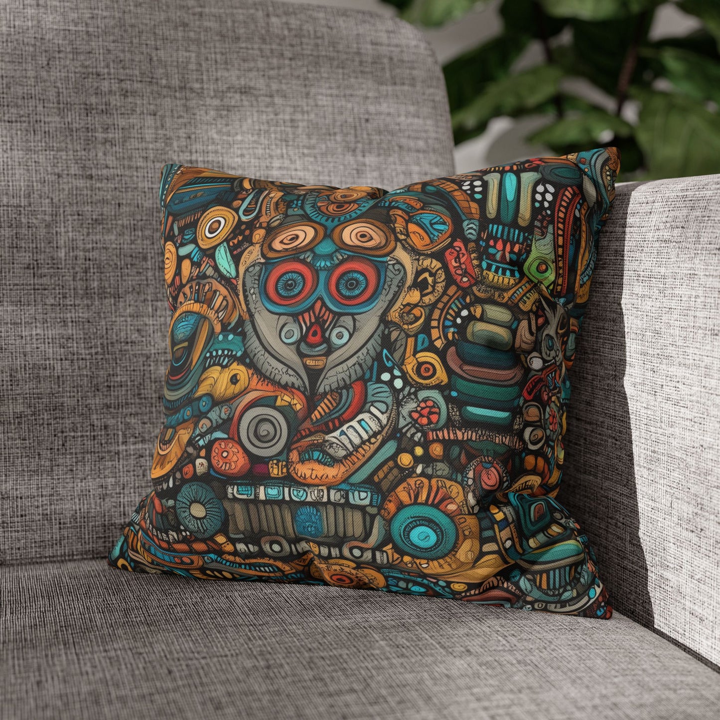 Tribal Kaleidoscope - Square Polyester Pillowcase