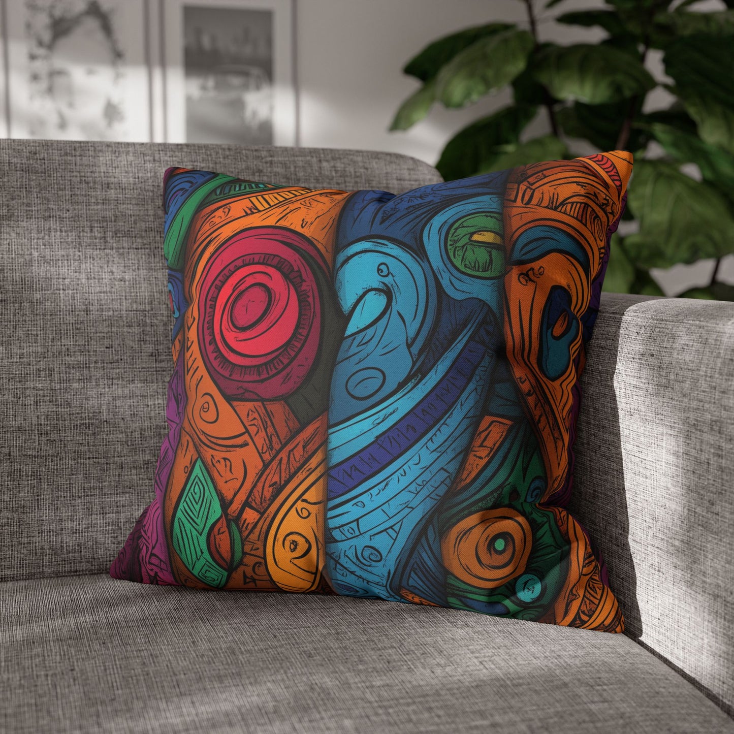 Tribal Rhythms- Square Polyester Pillowcase