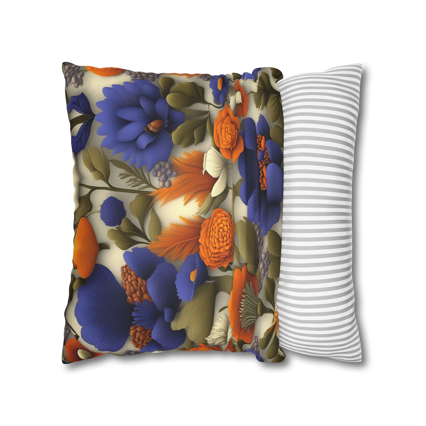 Vibrant Floral Fantasy- Square Polyester Pillowcase