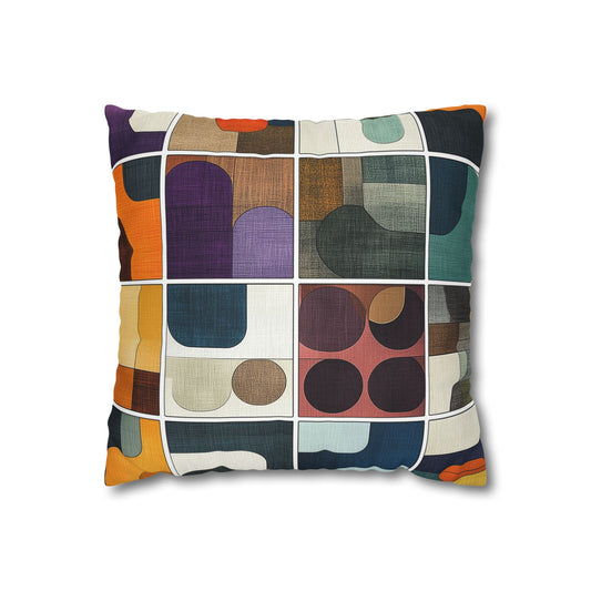 Retro Squares- Square Polyester Pillowcase