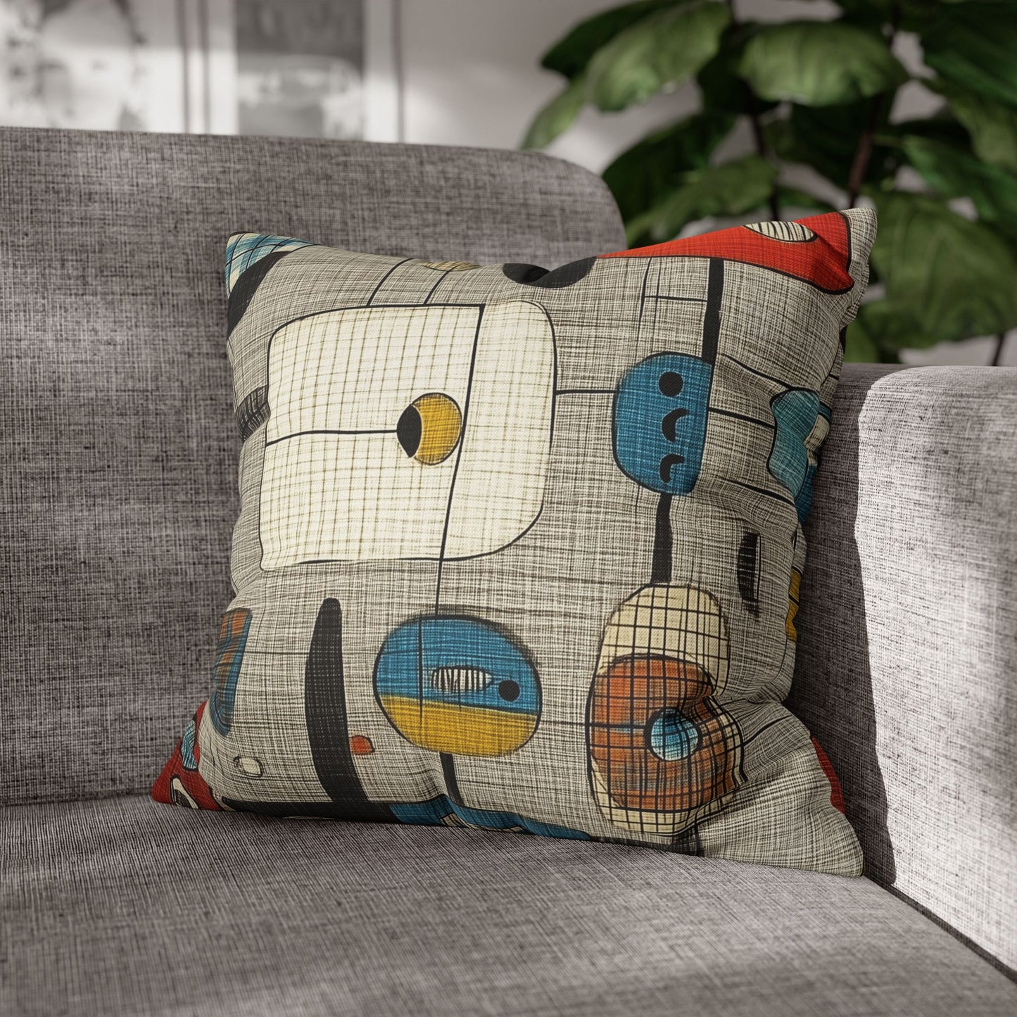 Mid-Century Mosaic - Square Polyester Pillowcase