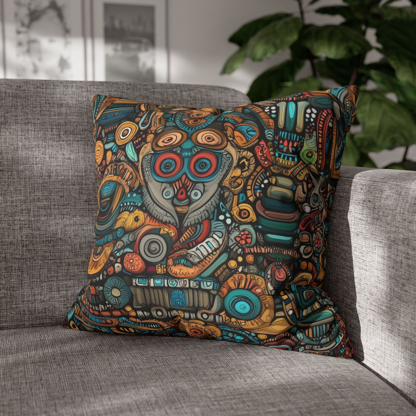 Tribal Kaleidoscope - Square Polyester Pillowcase