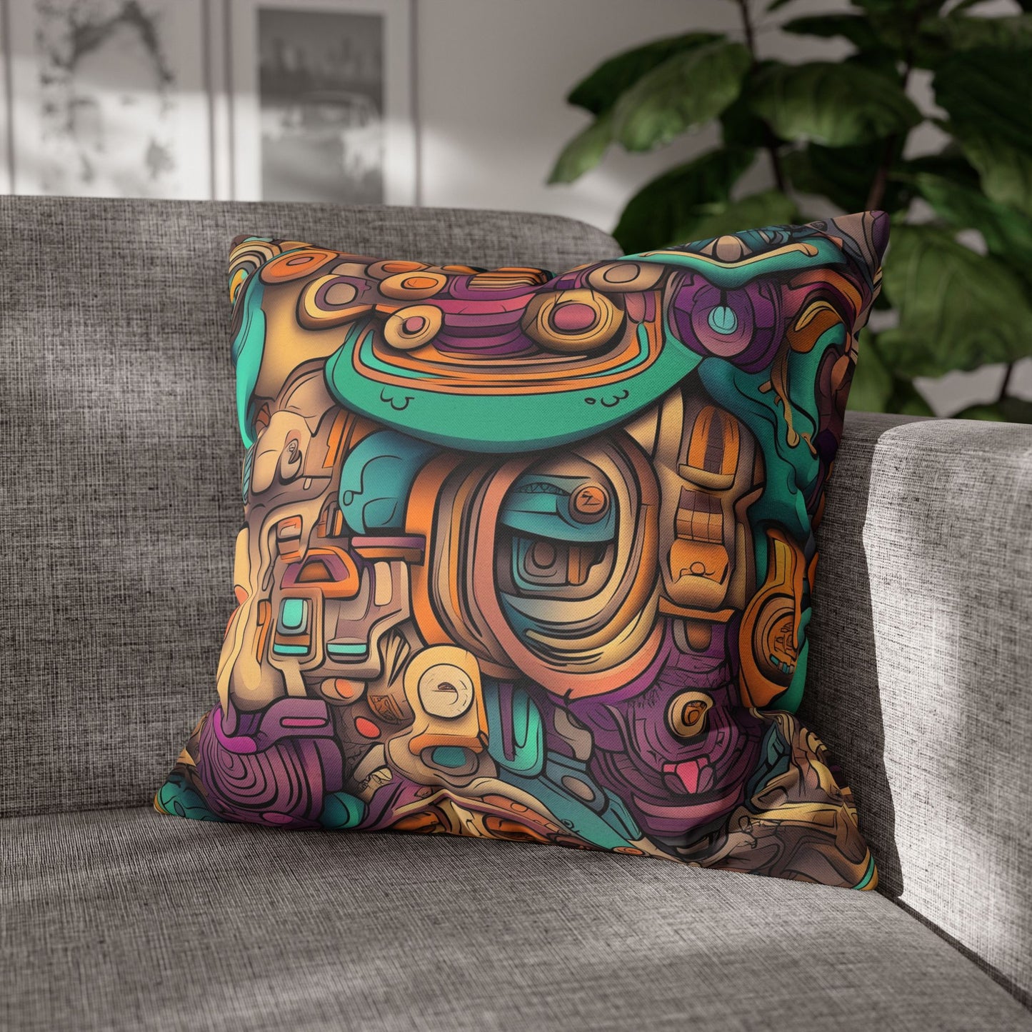 Psychedelic Dreamscape- Square Polyester Pillowcase