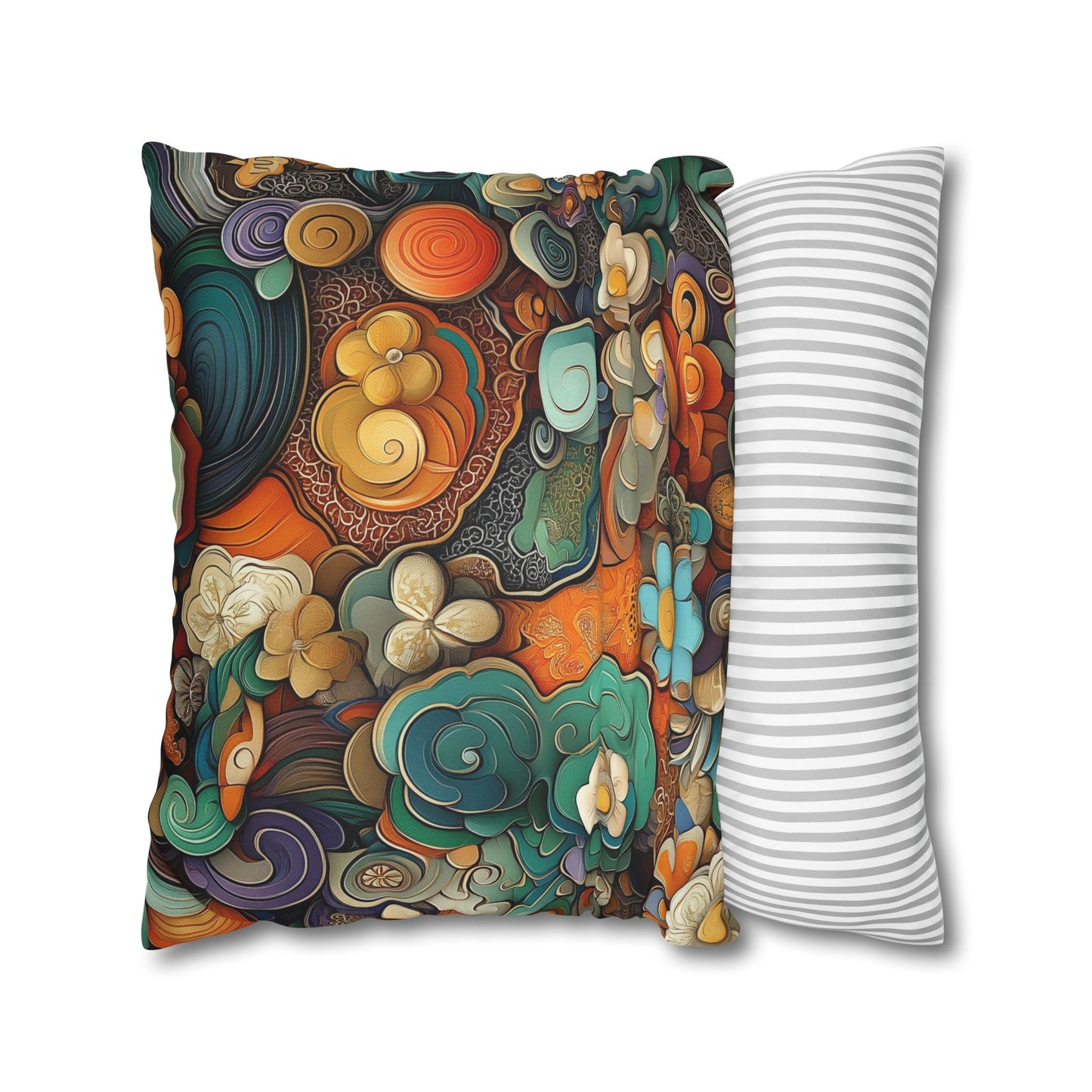 Psychedelic Swirls - Square Polyester Pillowcase