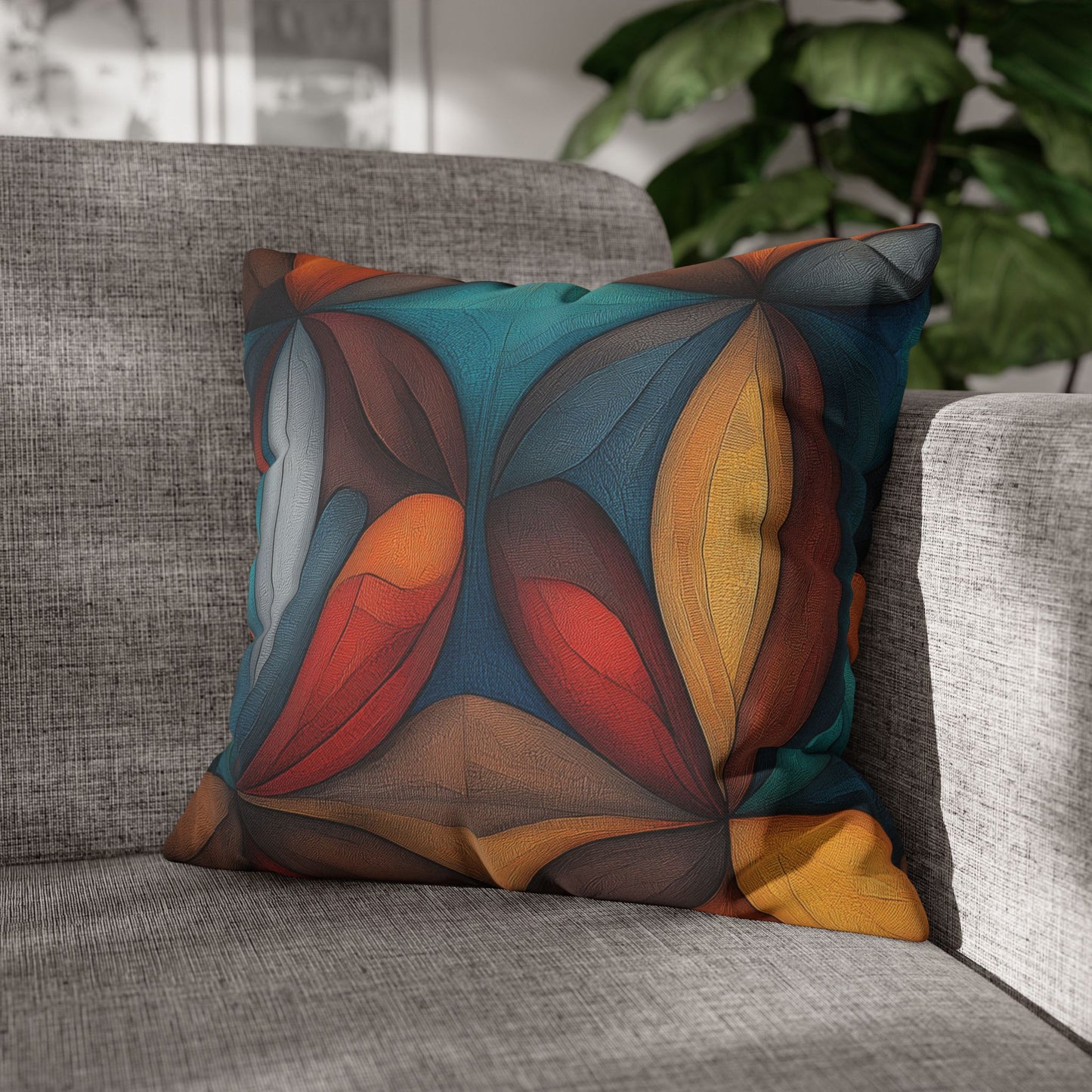 Kaleidoscopic Petals - Square Polyester Pillowcase