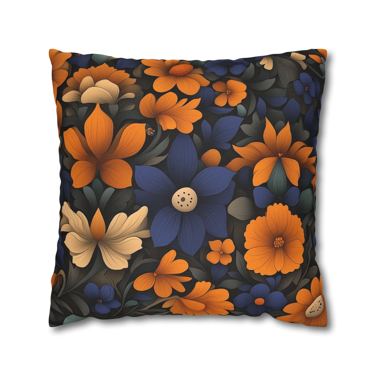 Midnight Blossom- Square Polyester Pillowcase