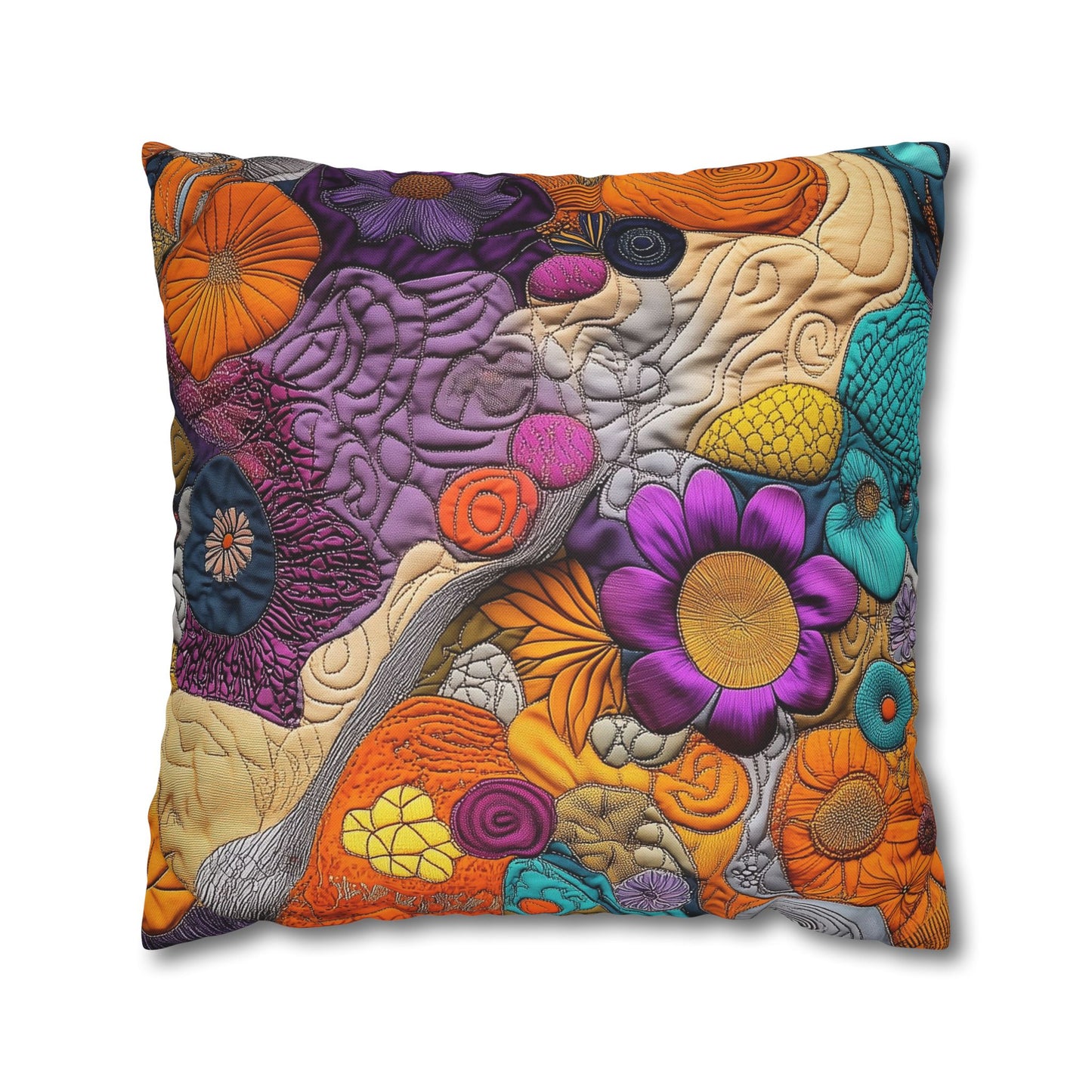 Floral Tapestry Delight- Square Polyester Pillowcase