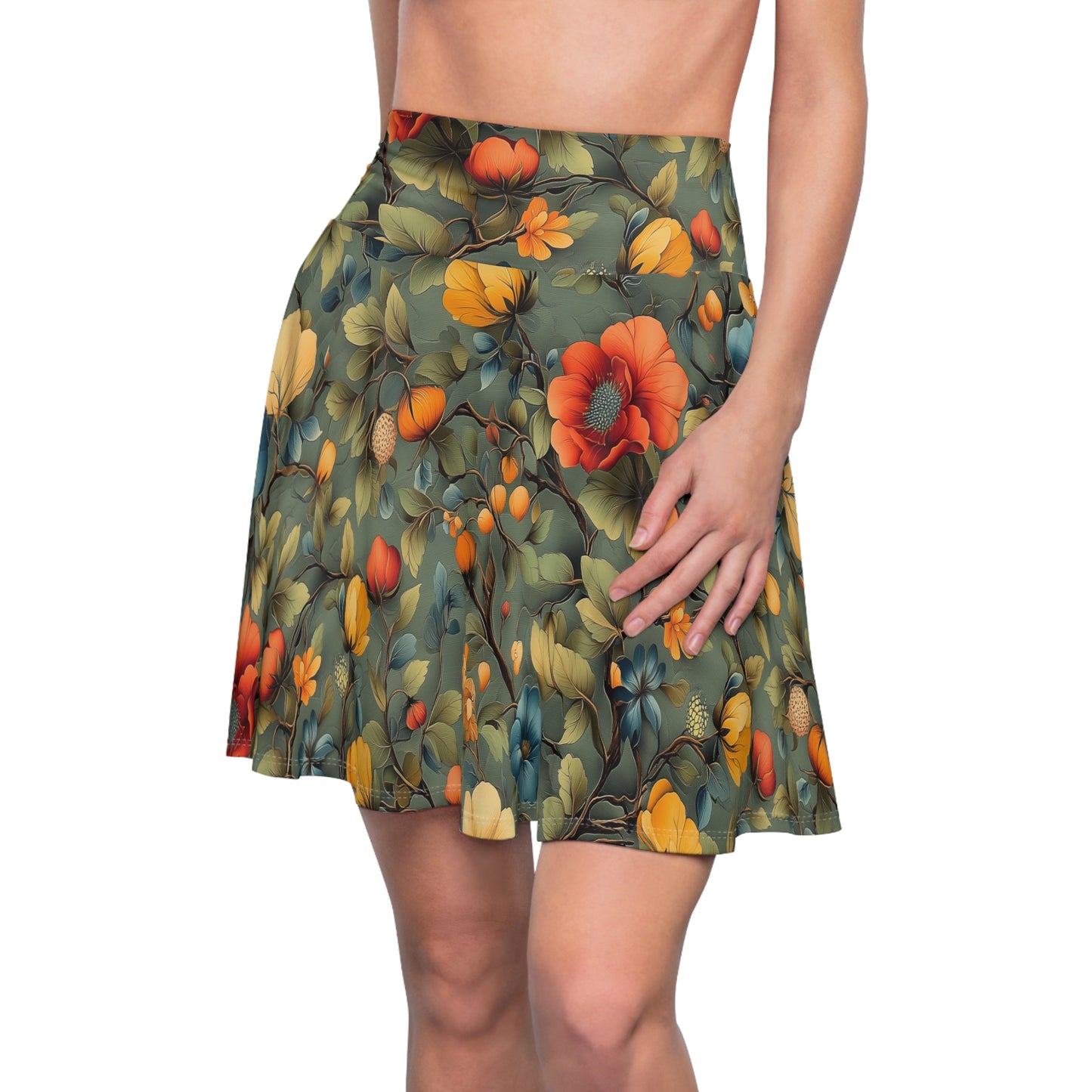 Vibrant Floral Symphony - Skater Skirt