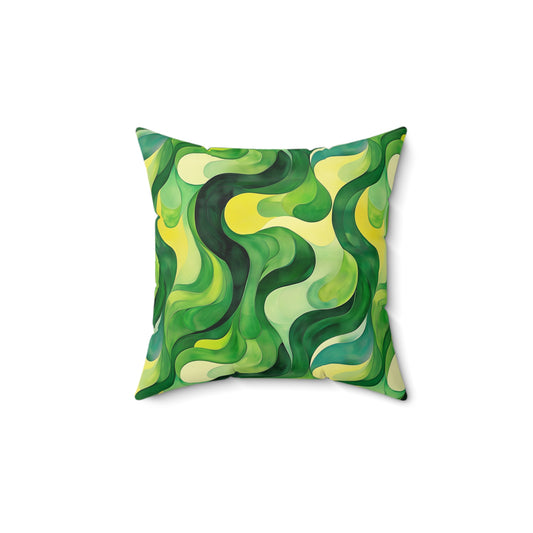 Green Swirlino Polyester Pillow  10