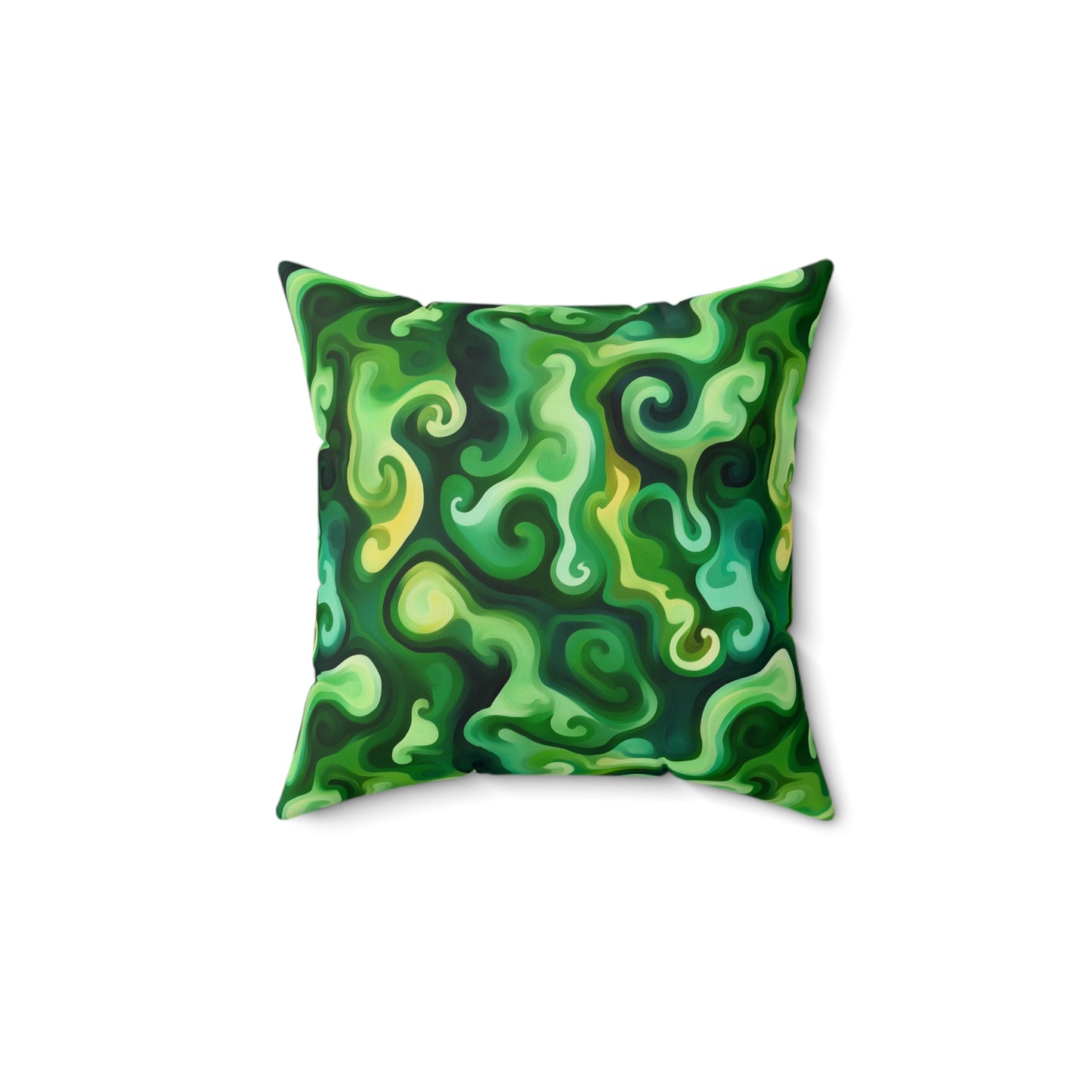 Green Swirlino Polyester Pillow  1