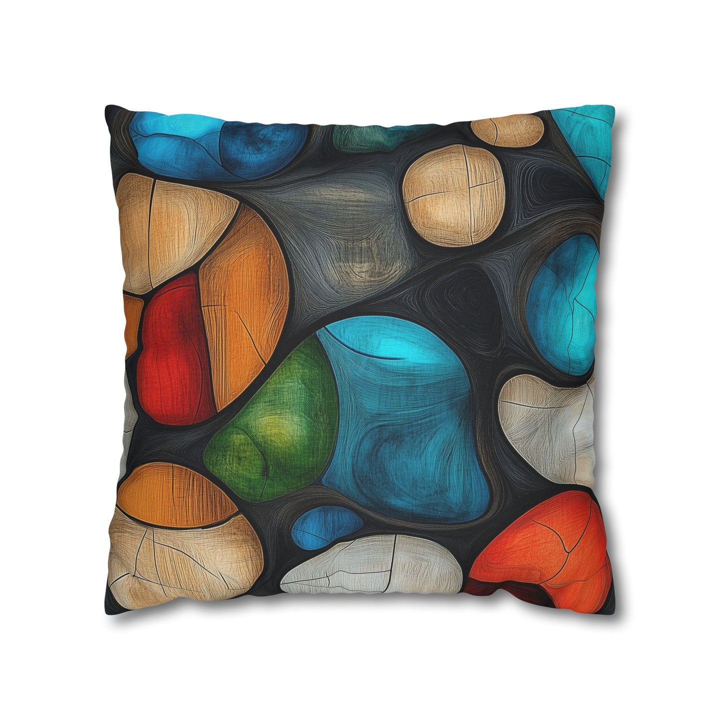 River Rocks - Square Polyester Pillowcase