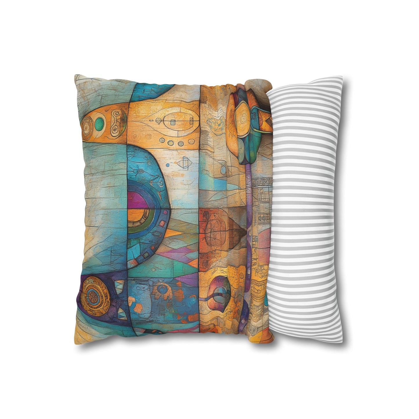 Cosmic Hieroglyphs- Square Polyester Pillowcase