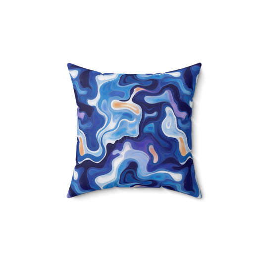 Blue Swirlino Polyester Pillow 4