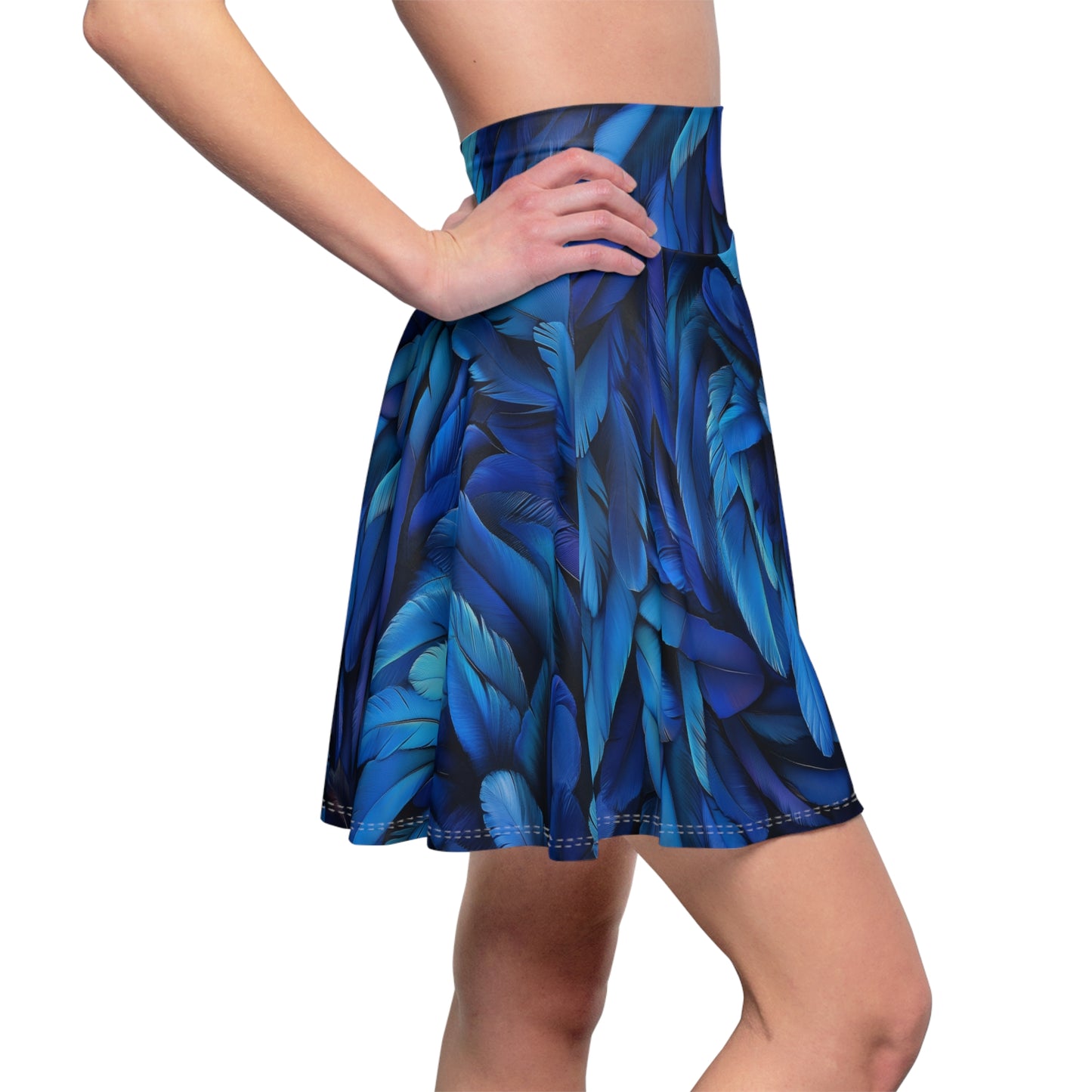 Blue Jay Feather Skater Skirt