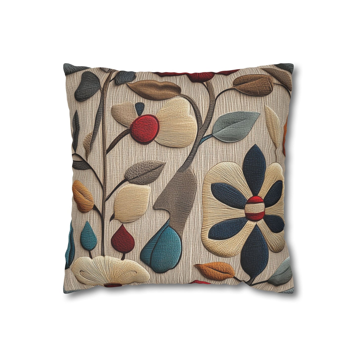 Blooming Folk - Square Polyester Pillowcase