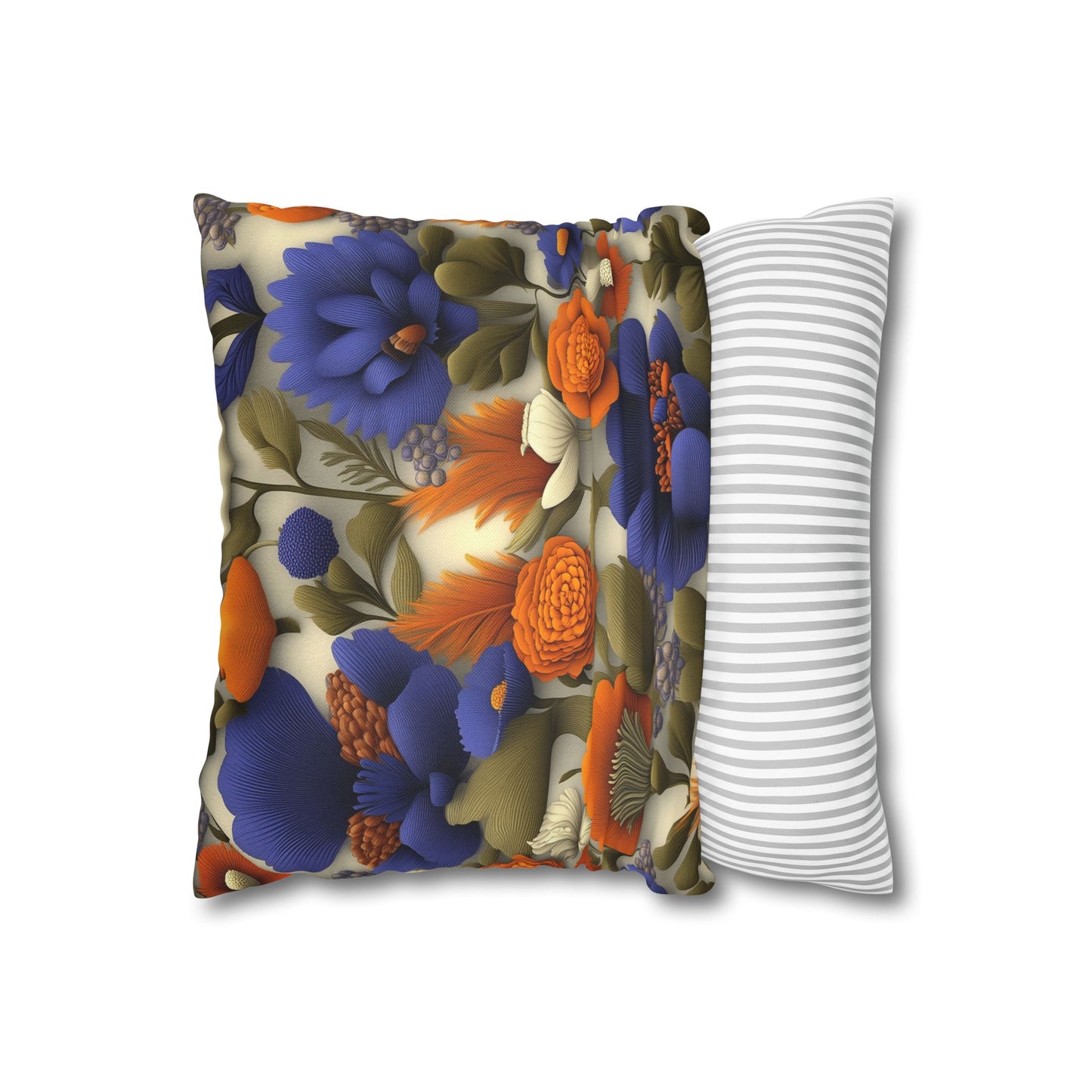 Vibrant Floral Fantasy- Square Polyester Pillowcase