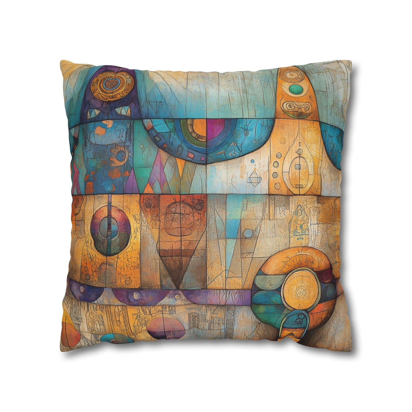 Cosmic Hieroglyphs- Square Polyester Pillowcase