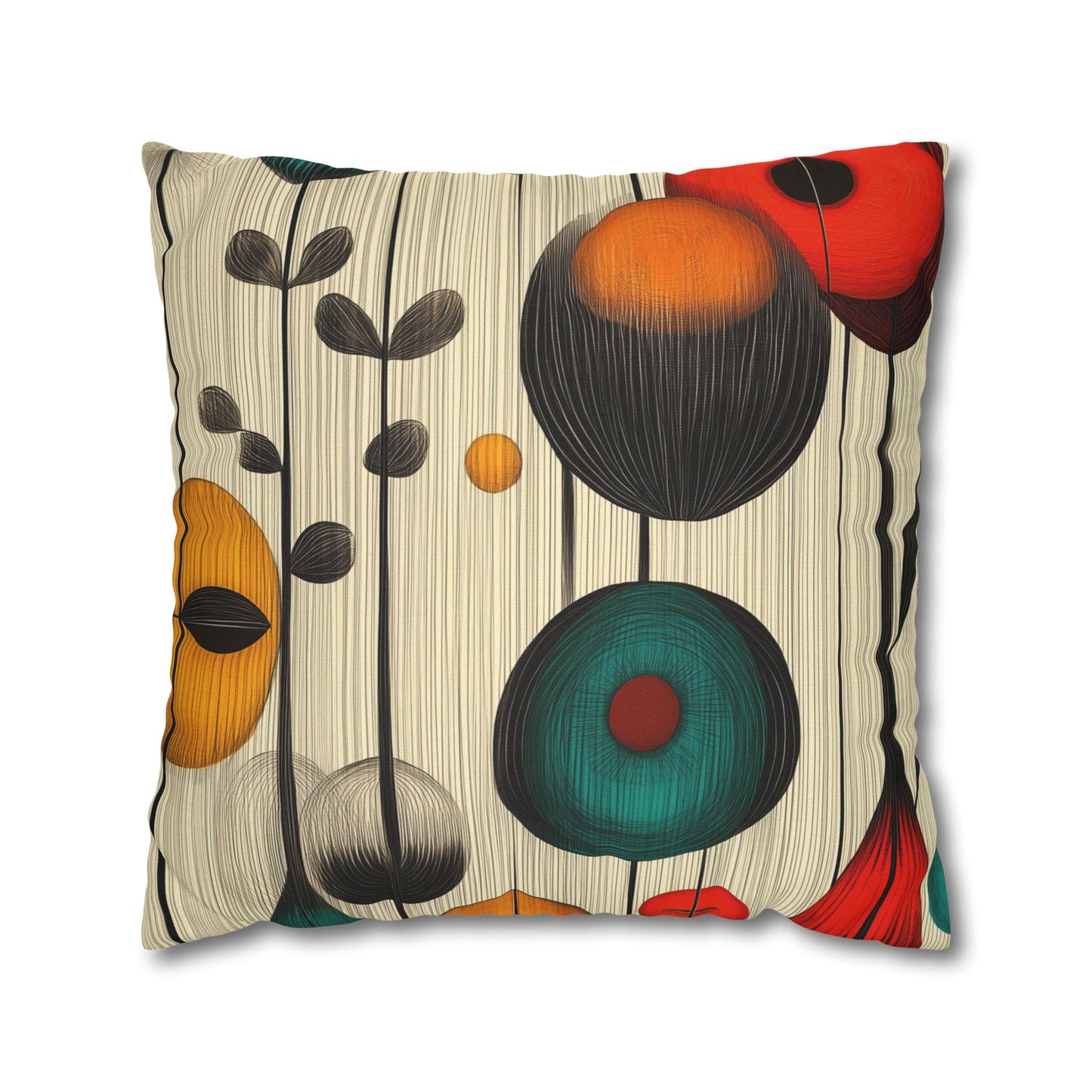 Retro Rhythm - Square Polyester Pillowcase