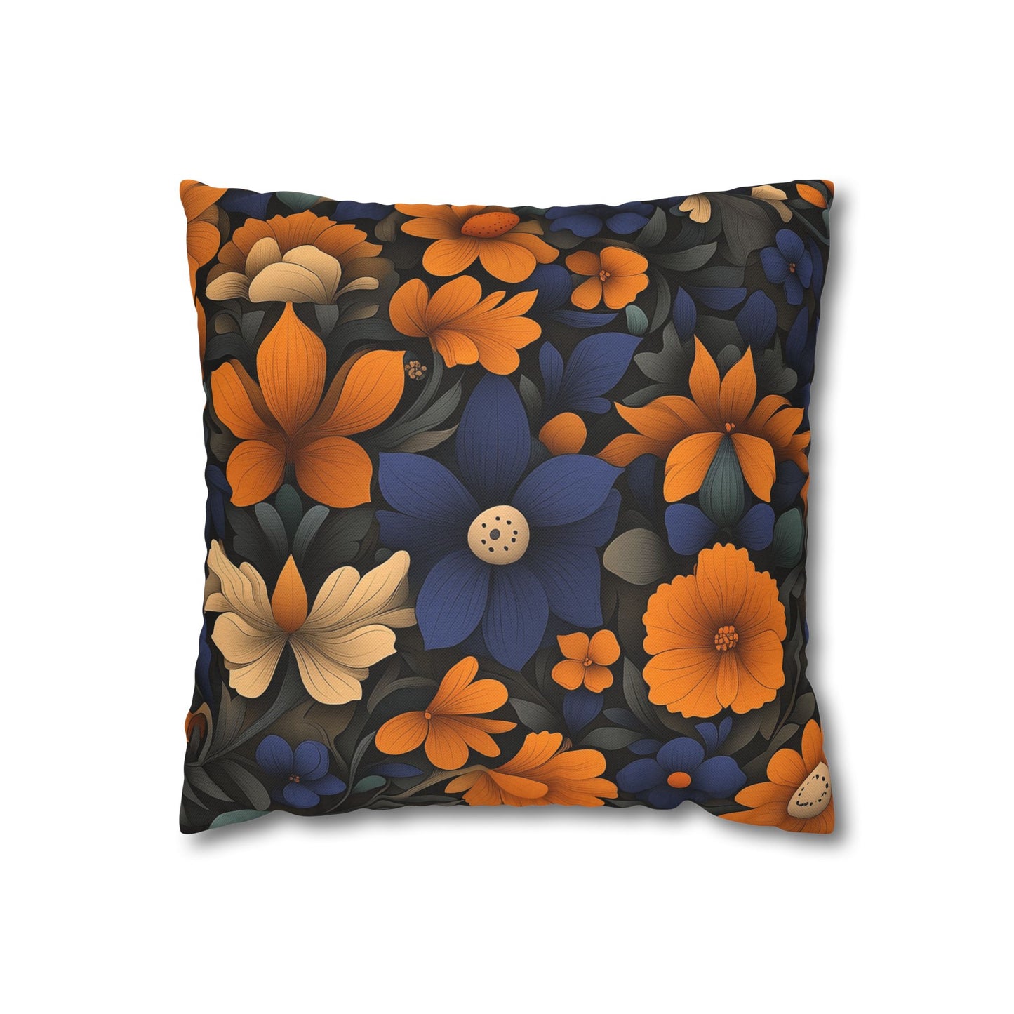 Midnight Blossom- Square Polyester Pillowcase